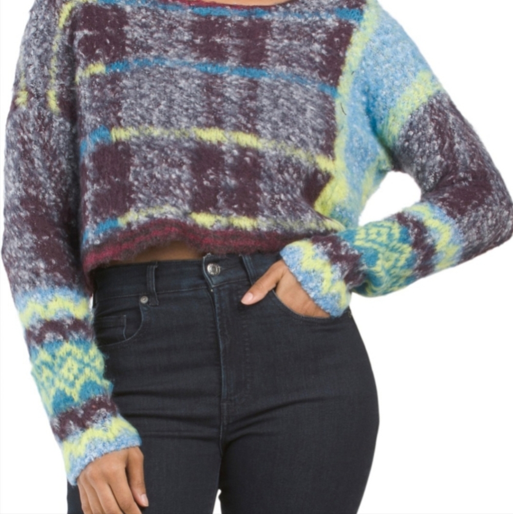 Free People Emerson Plaid Crop Pullover Sweater - Picture 8 of 17